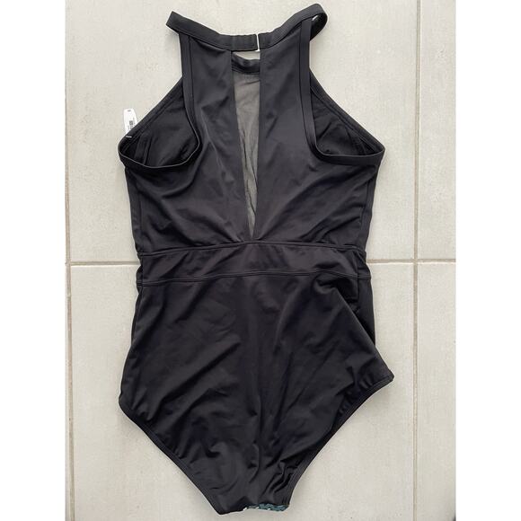 Adore Me Swim One Piece Swimsuit Colorblock Print Mesh Swimwear - Picture 5 of 7